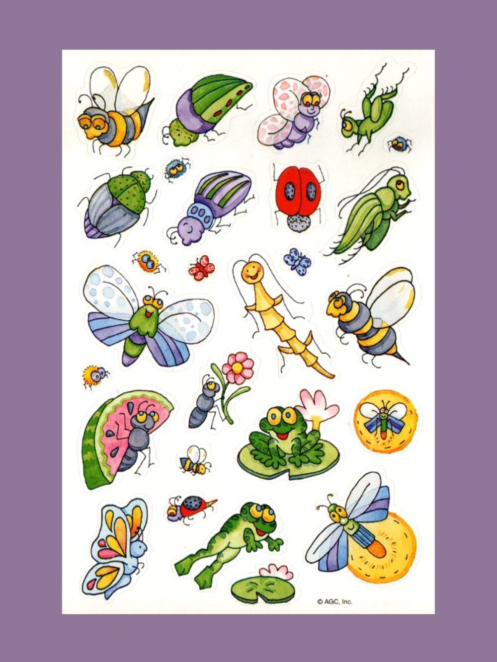 American Greetings Sticker Zone Bugs Vintage 1990s Sticker Sheet